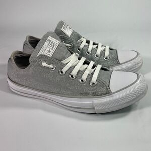 Converse Chuck Taylor Madison Ox Sneaker Silver Sparkle / Mercury Grey Womens 8
